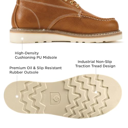 Image of SUREWAY 6in Moc Toe Work Boots for Men, Wedge Sole, Steel /Soft Toe