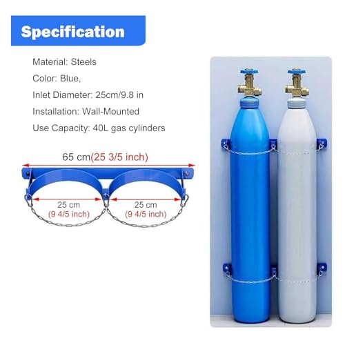 Support mural bouteille oxygène azote acétylène propane acier 65cm - 3