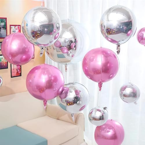 Image of PartyWoo Pearl Pink Large Round Giant 4D Jumbo Foil Balloons 6pcs 22 Inch