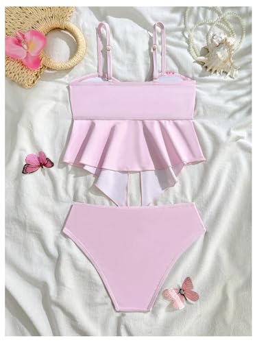 Girl's 2 Piece Floral Tankini Set Ruched Triangle Bikini Swimsuit Bathing Suit2