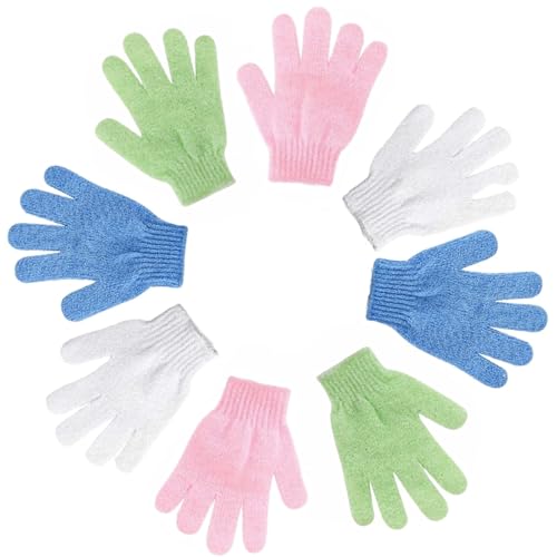 8 Pcs Shower Exfoliating Gloves, Body Scrub Gloves, Exfoliating Mitt for Shower, Massage, Dead Skin Cell Remover