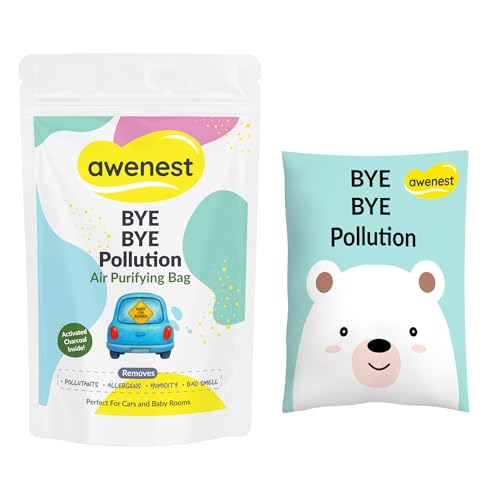 Image of Awenest Bye Bye Pollution Air Purifying Bag | Activated Charcoal Deodorizer for Car, Baby Room, Wardrobe & Home | Removes Pollutants, Allergens, Humidity, Bad Odour | Premium, Odourless & Long-Lasting