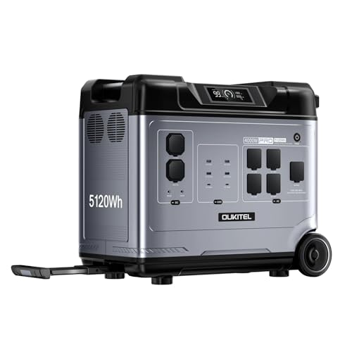 OUKITEL P5000Pro Tragbare Powerstation, Powerhouse 4000W, 5120Wh Solargenerator,mit 3200W AC Ausgang, 6× längere Lebensdauer der LiFePO4, 3500W Überspannungsausgang für Camping, Notstrom