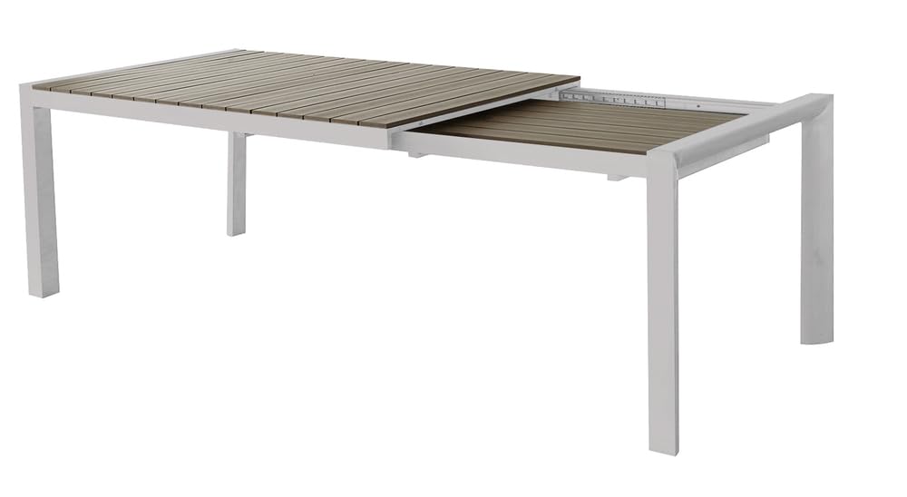 VERDELOOK | Tavolo Allungabile Creta Bianco 163,5/223 H75 cm, Tavolo da Giardino con Struttura in Alluminio Verniciato e Piano in Polywood Effetto Legno, Tavolo da Esterno con Prolunga