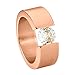 Produktbild Heideman Ring Damen Turris aus Edelstahl rosegold farbend matt Damenring für Frauen mit Stein Zirkonia weiss im Brillant Schliff 7mm