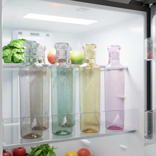 Image of RED WIND Unbreakable 1 Litre Jewel Cap Designer Water Bottles | Pack of 6 | Multicolor | Leakproof Screw Cap | BPA-Free | Bottles for Fridge, Gym, Home, Office, School and Travel
