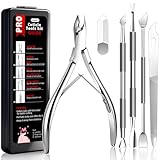 Cbiumpro 5-Pack Cuticle Trimmer Set with Pusher, Cutter, Scraper, Nipper, Clipper, Professional Stainless...