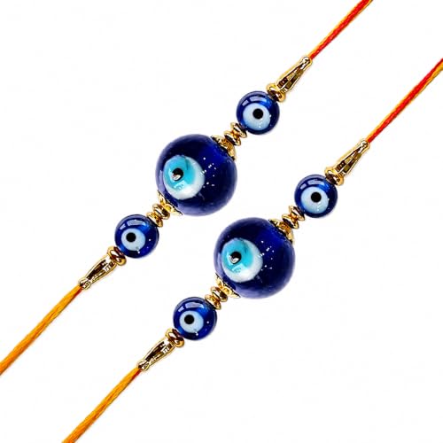 Image of Shubhanjali Crystal Beads Rakhi for Brother | Handmade Healing Crystal Stone Designer Rakhi for Bhaiya | Raksha Bandhan Gift Set with Roli Chawal, Kumkum, Greeting Card & Potli