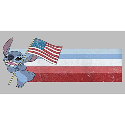 Disney Lilo Flag Stitch Girl's Heather Crew Tee2
