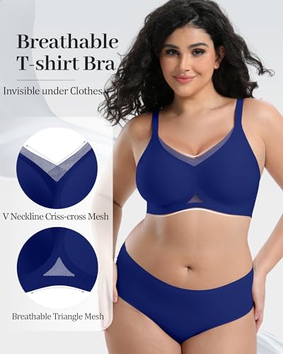 Image of Jelly Bras for Women No Underwire Mesh Wireless Crossover Bra Seamless Full Coverage Lift T Shirt Sleep Bralettes