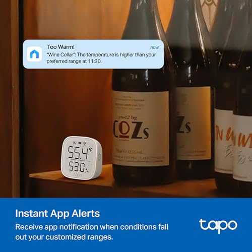 Image of Tapo Smart Temperature and Humidity Monitor, 2.7 inch E-Ink Display, Swiss-Made Sensor, Real-Time Notification, Visual Graphics, Hub Required, White (T315)