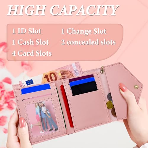 FuninCrea Small Wallet, Credit Card Holder for Women Girl Slim Cute Wallet Ladies Leather Purse, 6 Card Slots Womens Wallet Bifold Ladies Wallet Women's Purse with Tassel & Pendant (Black)4