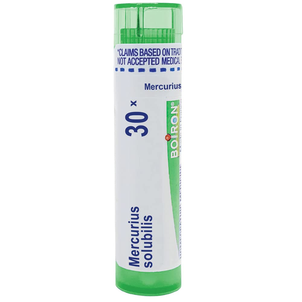 Boiron Mercurius Solubilis 30X for Sore Throat with Bad Breath & Excess Salivation - 80 Pellets