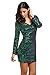 Meaneor Women's Sequin V-Neck Long Sleeve Bodycon Sheath Dress