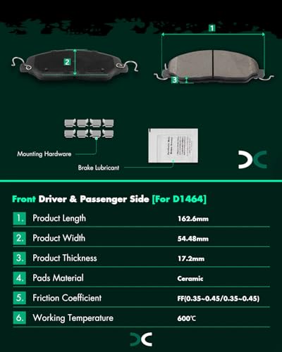 Image of SCITOO D1464 Front Ceramic Brake Pads Sets w /Hardware Replacement For Ford For Mustang 2010-2014