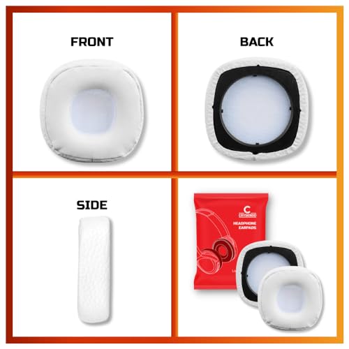 Image of Crysendo Headphone Cushion for Marshall Major III Headphone | Soft Ear Cushion Cover Replacement Earpads | Protein Leather & Memory Foam Cushion (White)
