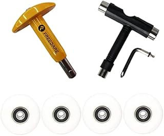 FREEDARE Skateboard Wheels and Bearings 52mm, Bearings Snatcher Bearings Removal Tools Skateboard All-in-one T Tools Skateboard Bearings 608 ABEC-7 Set(White)