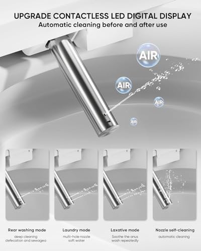 Image of Smart Toilet with Bidet Built In with Warm Water Sprayer and Dryer, Foot Sensor Operation,Heated Seat with LED Display for Bathroom,One Piece Bidet Toilet with Auto Dual Flush (WHITE L11 PRO)