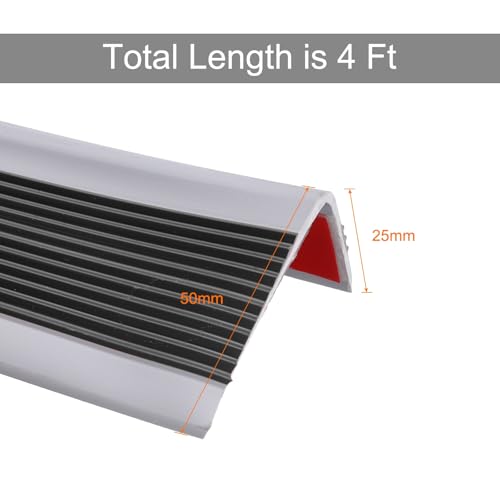 QUARKZMAN Stufenkantenschutz, rutschfeste Treppenkante, selbstklebende Treppenstufenleisten für den Innen- und Außenbereich, Zuhause, Büro, Dunkelgrau (1,2 m)