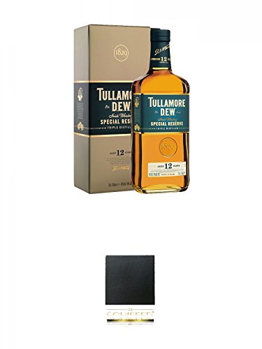 Tullamore Dew 12 Jahre Irish Single Malt Whiskey 0,7 Liter + Eckiger Schieferglasuntersetzer Grau...