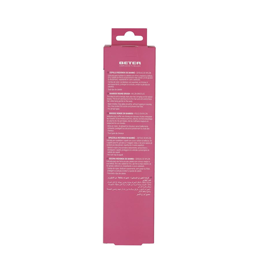 Beter Sustainable Bamboo Wood Round Hair Brush, Nylon Picks, 50 mm Diameter, for Styling and Straightening Hair - Image 3