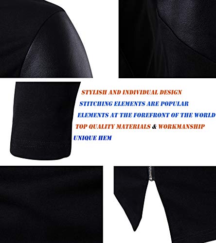 TRISTIN Men Cool Casual Long Sleeve Oblique Zipper Hip Hop Hoodie Fashion Slim Fit Pullover Lightweight Black Sweatshirt3