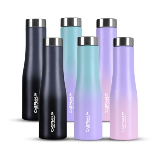 Image of CASPIAN / / / Aqua ISI Certified Stainless Steel Water Bottle 1ltr.(Multicolors, 1 Litre, Set of 6) | Leak Proof Thunder for Fridge Home Office Travel School Kids Boys Girls Adults Sports Gym| BPA Free