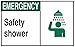 Brady 119856 Plastic "Emergency Safety Shower" Office and Facility Sign, Black/Green/White