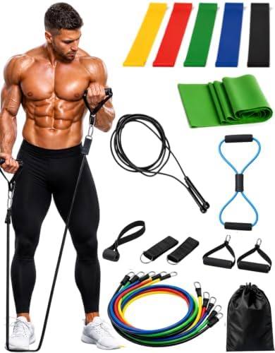 Kit 19 Itens para Exercícios, Treino Elástico, Corda De Pular, Fa...