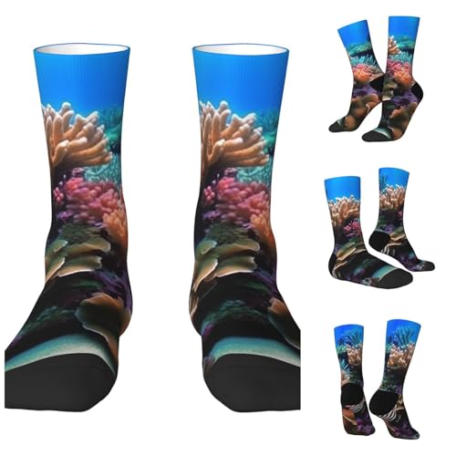 LZQPOEAS Underwater world coral Athletic Socks Unisex Cushioned Crew Socks Hiking Running Calf Sock Soft Above Ankle Sock