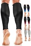 aZengear Calf Support Compression Sleeves (Pair) for Women, Men, Running | 20-30mmHg Class 2 Shin Splints Brace, Footless Leg Socks for Torn Muscle Pain Relief, Cramps (L-XL, Black)