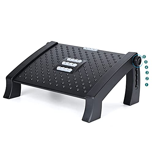 Adjustable Under Desk Footrest with Massage,Baffect Ergonomic Foot Rest with 6 Height Position Home Office Foot Stool for Under Desk at Work Firm Non-Skid Foot Rest (Black)