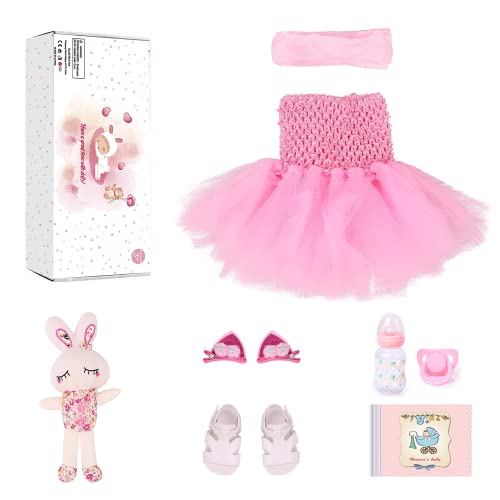 Charex 18 Inch Reborn Baby Dolls Silicone Full Body Handmade Lifelike Reborn Toddler Dolls Girl Realistic Reborn Newborn Baby Reborn Dolls Waterproof Bath Dolls For Age 3+,Christmas Reborn Gift Set #TOP6