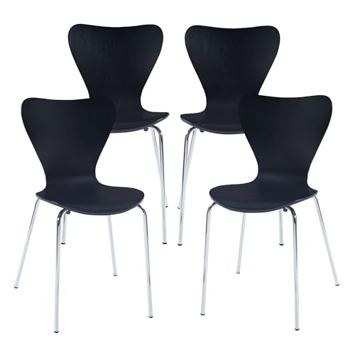 [en.casa] Lot de 4 chaises de Salle à Manger Empilables avec Siège Confortable Construction Robuste Capacité 150 kg pour Salon Bureau Coque Contreplaqué de...