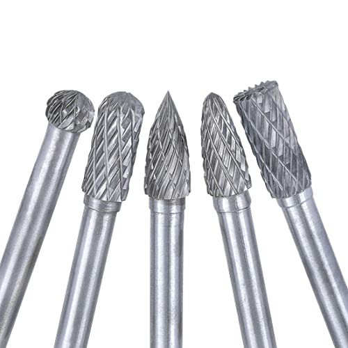 Treki 5PCS Fraises en Carbure de Tungstène Tige 6mm x 8mm Fraises Rotatives Double Coupe pour Sculpture sur Bois Métal Céramique Polissage Gravure – vue 7