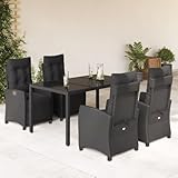 Photo Gallery hoodmeel 5 pz tavolo sedie esterno, set pranzo giardino, set tavolo sedie esterno, tavolo giardino con sedie, nero#2 con cuscini polyrattan Photo Gallery hoodmeel 5 pz tavolo sedie esterno, set pranzo giardino, set tavolo sedie esterno, tavolo giardino con sedie, nero#2 con cuscini polyrattan