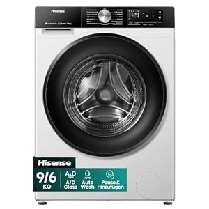 Hisense WD3S9043BW3 Waschtrockner /9 KG /1400 U-Min/ConnectLife /15 Programme/Auto Wash/Pure Steam/Nachladefunktion/Wash... 60' /Selbstdiagnose/Weiß
