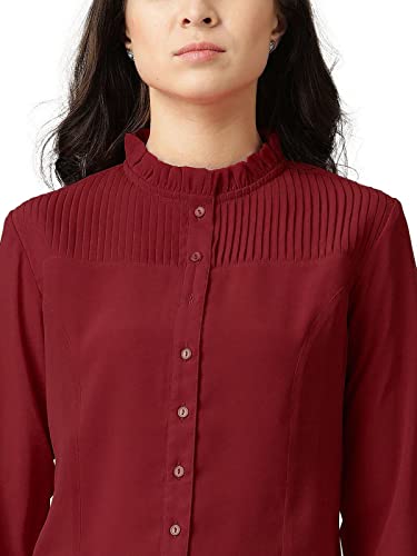 FELLAMO Girls Mandarin Collar 3/4 Sleeves shirt-45 Maroon Medium 2