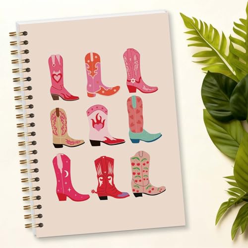 MOWITGBE Western Cowgirl Spiral Notebook, Preppy Spiral Journal Notebooks, Western Gifts for Women Girls, 5.8x8.3 Inch - A14