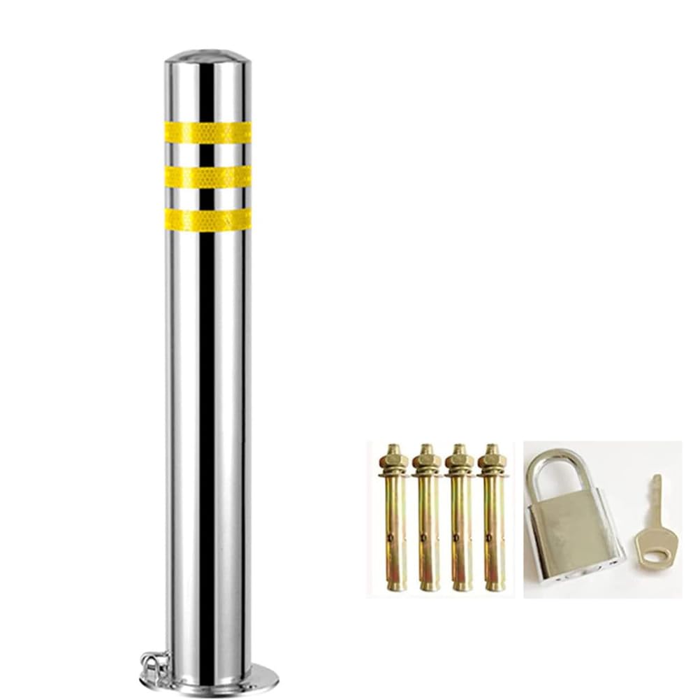 HCZKIUJY Security Bollards with Reflective Strips for Parking Lot and Driveway Safety, Easy Installation (3pcs 76 * 60CM)