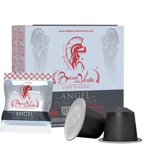 BOCCA DELLA VERITA - Caja de 10 cápsulas de café italiano ANGEL 100% Arábica, Cápsulas compatibles con la cafetera Nespresso®, 100% Made in Italy