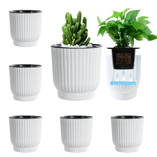 East Leaf 自動給水 プランター 底面給水鉢 植木鉢 自己給水 底面 貯水槽付 観葉植物 おしゃれ M 11.5×12cm 6個セット