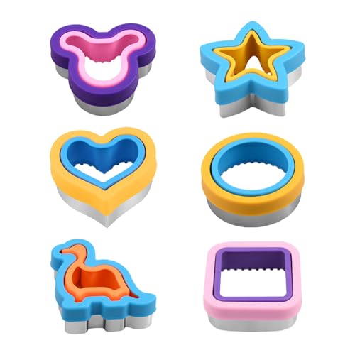 MEMOFYND Cortador y sellador de sándwich de 6 piezas, molde de sándwich de acero inoxidable, cortador de verduras, cortador de alimentos para niños, decoración bento