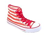 Pailletten Glitzer Schuh Rot Unbekannt Pailletten Schuhe Glitzer 36-42 Damen & Herren 9 Farben (38, Rot/Weiss)