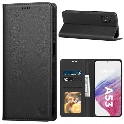 Kirnntca Handyhülle für Samsung Galaxy A53 5G Hülle Kartenfach Premium PU Leder Klapphülle Schutzhülle Standfunktion Tasche Flip Case für Samsung Galaxy A53 5G - Schwarz