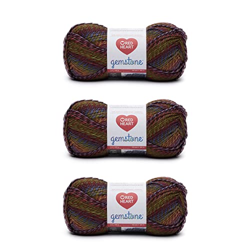 Red Heart Gemstone Agate Yarn - 3 Pack of 200g/7oz - Acrylic - 5 Bulky - 312 Yards - Knitting, Crocheting & Crafts