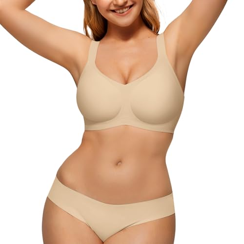 Image of LetsJoli Wireless Bras for Women No Underwire Full Coverage Push Up Bra Support Plus Size Bras for Older Women Bralettes