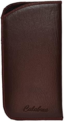 Calabria Soft Slip-In Glasses Case Brown for Men/Women Designer Faux Leather Felt Lining Eyeglasses/Sunglasses 6.5"x3.35"