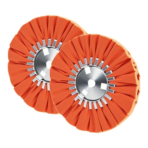 Image of 8 inch Airway Buffing Wheel, Orange, 5 /8 inch Arbor Hole, 16-Ply Medium Polish Wheel for Aluminum & Metal Polishing-2 pcs