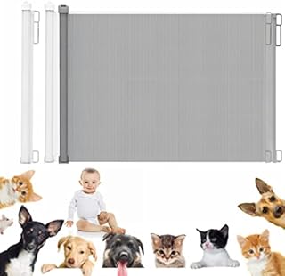 Stair Gates for Dogs, Aluminum Alloy Material Retractable Stair Gate Portable Baby Safety Gate, Child Stair Gate for Outdoor Kitchen, Stairs, Hallways, Double Locking System, Super Wide 130CM, White